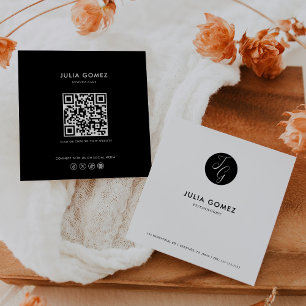 Formal Minimalist Black and White Psychologist  Square Business Card