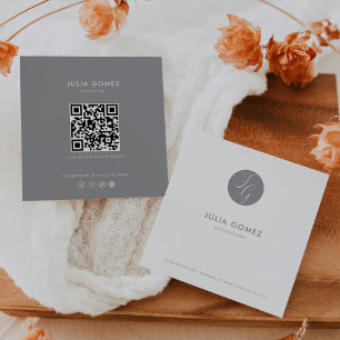 Formal Minimalist Grey and White Psychologist  Square Business Card