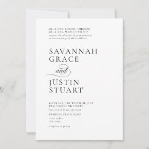 Formal Modern Black and White Wedding Invitation