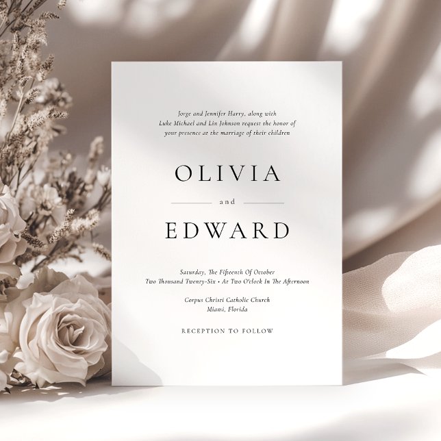 Formal Modern Classic Black White Wedding Invitation (Creator Uploaded)