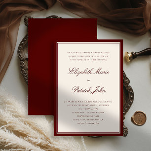 Formal Modern Classic Deep Burgundy Frame Wedding Invitation