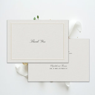 Formal Modern Classic Double Frame Ecru Wedding Thank You Card