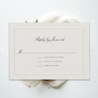 Formal Modern Classic Elegant Ecru Wedding RSVP