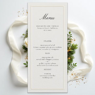 Formal Modern Classic Elegant Frame Ecru Wedding Menu