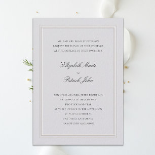 Formal Modern Classic Elevated Frame Ivory Wedding Invitation