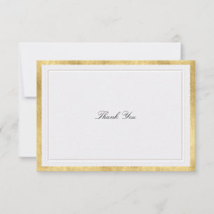 Formal Modern Classic Elevated Gold Pearl Wedding Thank You Card