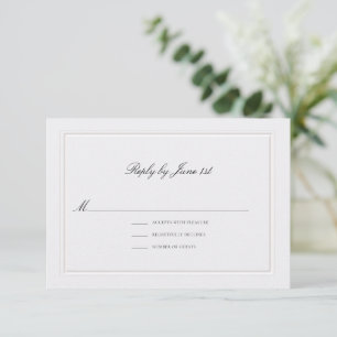 Formal Modern Classic Elevated Pearl Sm Wedding RSVP Card