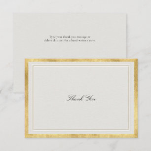 Formal Modern Classic Faux Gold Ecru Wedding Thank You Card