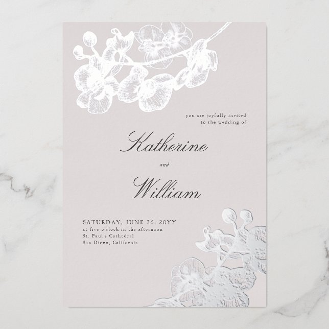 Formal Modern Classic Orchids Tux Wedding Silver (Front)