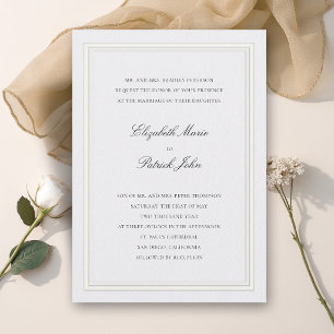 Formal Modern Classic Thick & Thin Pearl Wedding Invitation