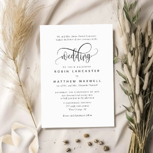 Formal Modern Elegant Calligraphy Wedding Invitation