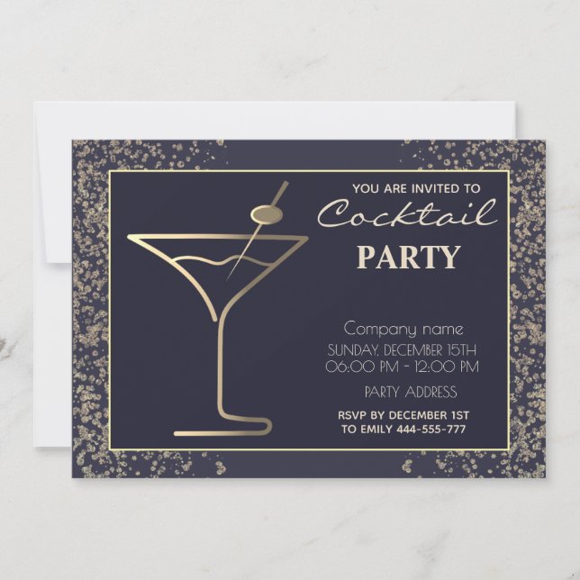 Formal modern Gold luxury holiday cocktail party   Invitation (Front)