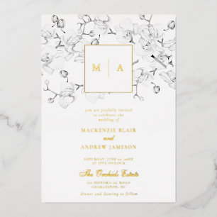 Formal Modern Orchids Wreath Monogram Wedding