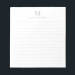 Formal Modern Simple Classic Pastel Grey Monogram Notepad<br><div class="desc">Classic Modern Simple Basic Professional Light Pastel Silver Grey Monogram Lined Notepad</div>