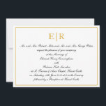 Formal  Monogram Calligraphy Elegant Gold Wedding Invitation<br><div class="desc">Elegant wedding invitations featuring your monogram in gold at the top along with formal wording and your wedding details in a lovely calligraphy surrounded by a gold frame.</div>