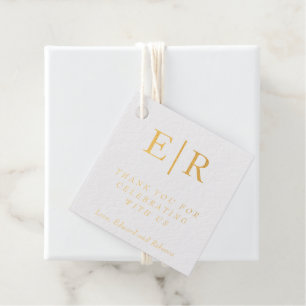 Formal Monogram Gold Simple Elegant Wedding Favour Tags