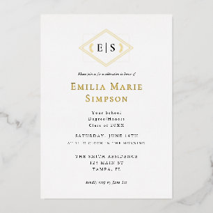 Formal Monogram Graduation Foil Invitation