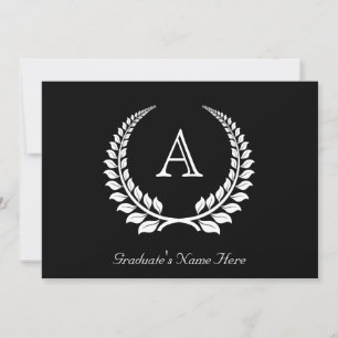 Formal Monogram Laurel Black/White Invitation