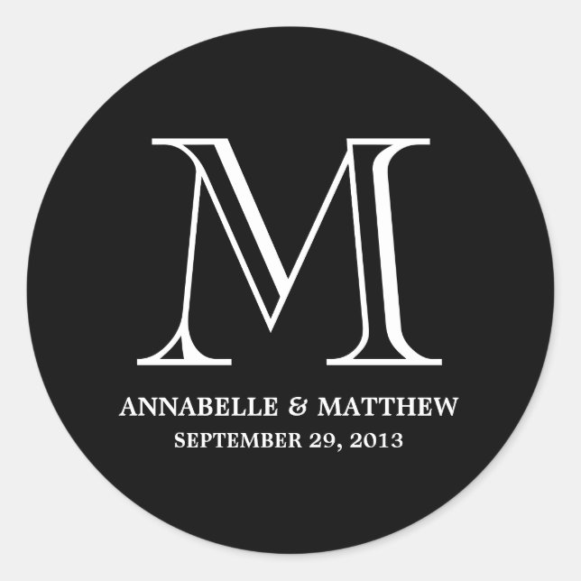 Formal Monogram Wedding Favour Label (Front)