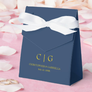 Formal Navy and Gold Simple Wedding Favour Box