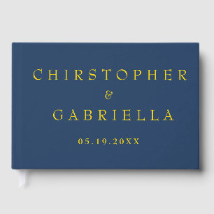 Formal Navy and Gold Simple Wedding Guest Book