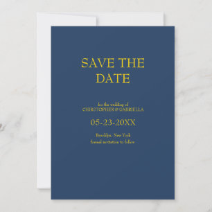 Formal Navy and Gold Simple Wedding Save The Date