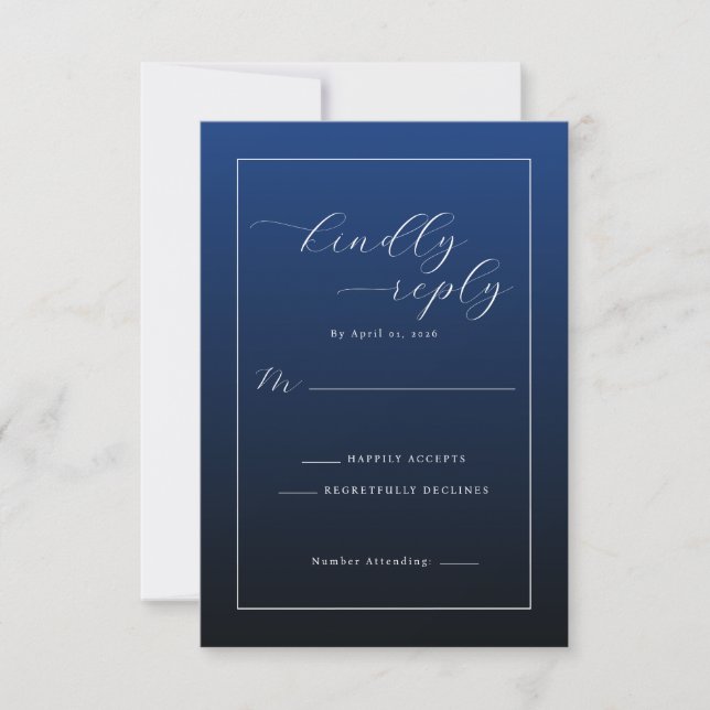 Formal Navy Blue RSVP Card (Front)