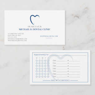 Formal Navy Dental Dentist Teeth Appointment Card