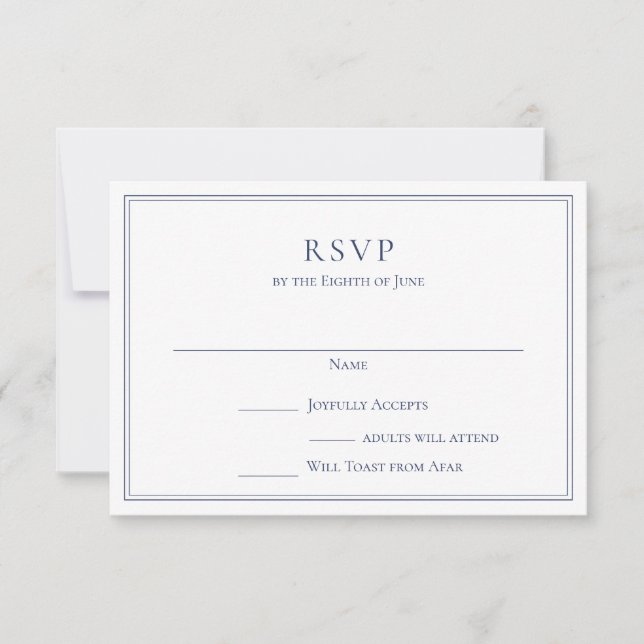 Formal Navy RSVP Card with Border (Front)