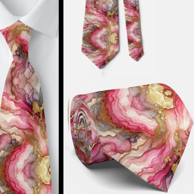 Formal Neck Tie | Marble Pink & Gold (Creator Uploaded)