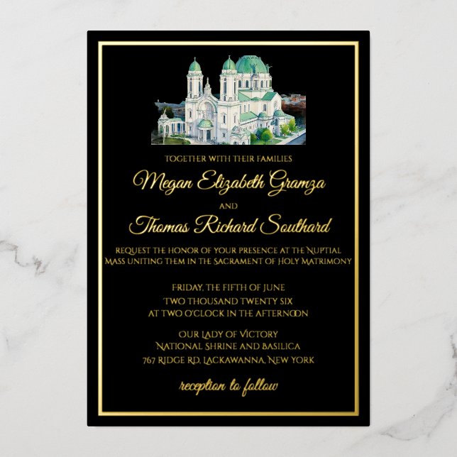 Formal OLV Basilica Wedding Invitation (Front)