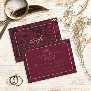 Formal Paisley Burgundy ID767 RSVP Card