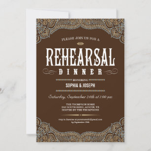 Formal Paisley Rehearsal Dinner Invitations