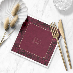 Formal Paisley Wedding Burgundy ID767 Napkins