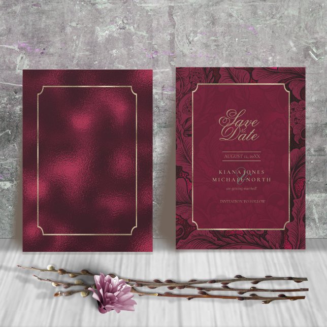 Formal Paisley Wedding Burgundy ID767 Save The Date (Creator Uploaded)