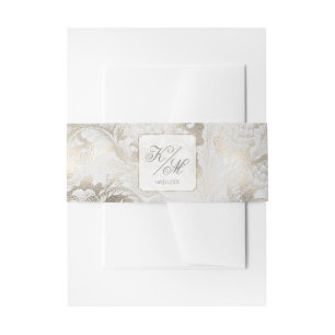 Formal Paisley Wedding Champagne ID767 Invitation Belly Band