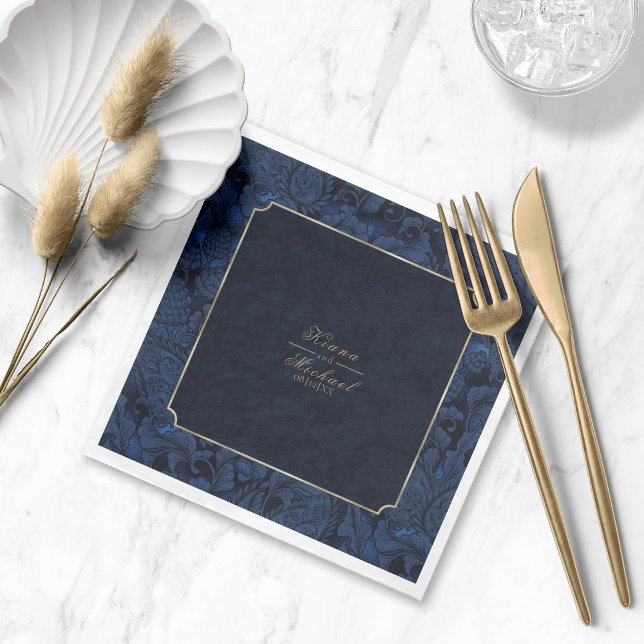 Formal Paisley Wedding Navy Blue ID767 Napkins (Creator Uploaded)