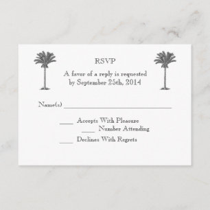 Formal Palm Tree Tropical Island Wedding RSVP Card