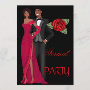 Formal Party Gold Black Red Dress Black tie Invitation