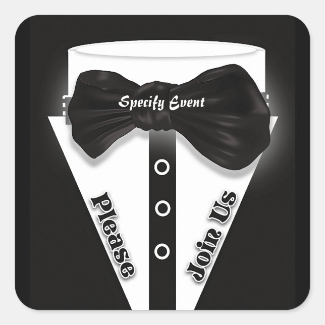 Formal party tuxedo elegance square sticker (Front)