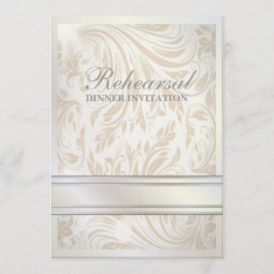 Formal Pearl  Damask Rehearsal Dinner Invitation