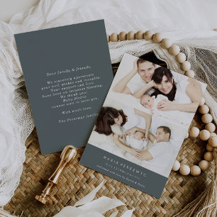 Formal Photo Grey Baby Birth Announcement Card