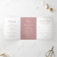 Formal Photo Monogram Elegant Dusty Rose Wedding