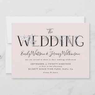 Formal Pink Musk Floral Letters Wedding Invitation