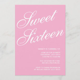 Formal Pink Sweet 16 Invitations