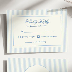 Formal Preppy French Blue Stripes RSVP Card