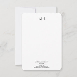 Formal Professional Two Monogram Business Thank You Card