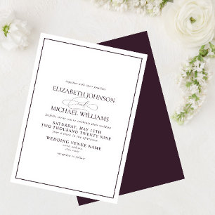 Formal Purple Classic Script Wedding Invitation