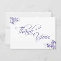Formal Purple Floral Flat Thank You Card
