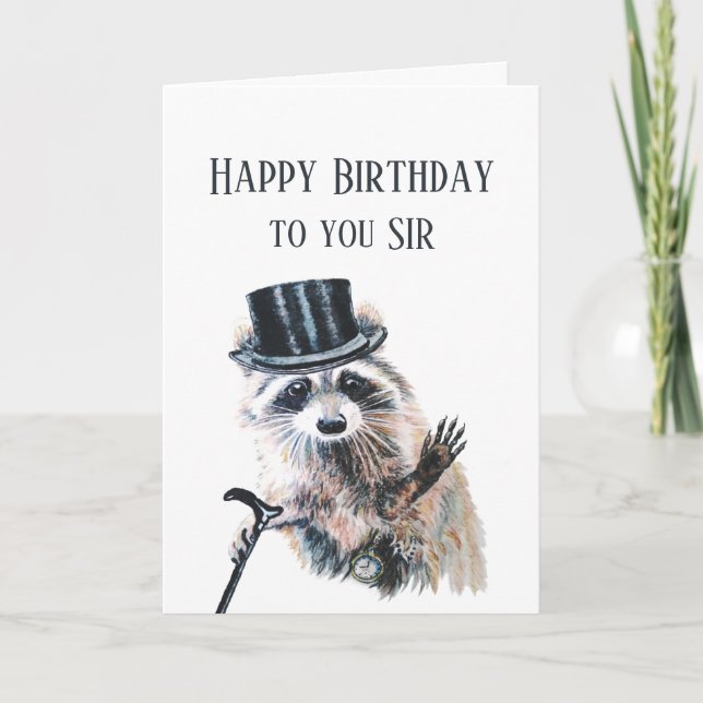 Formal Racoon Animal Birthday to You Sir Card (Front)